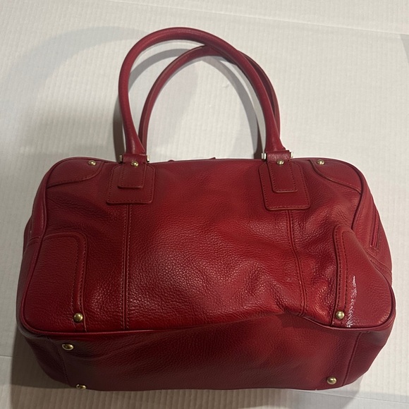 Talbots pebble soft Elegant Red Leather Handbag w gold hardware multiple pockets - Picture 7 of 14